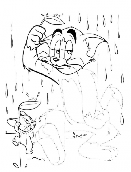 Wet Under The Rain  coloring page image