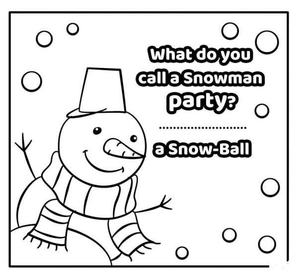 What Do You Call a Snowman Party – Encouraging New Year Note coloring page image