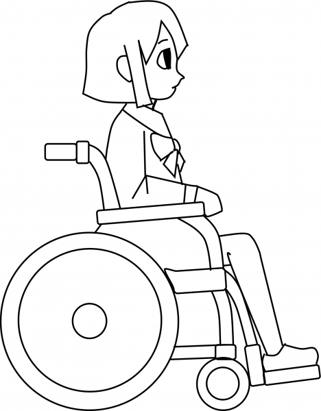 Wheelchair Girl coloring page image