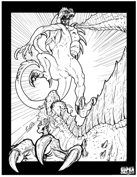 When Kaiju Worlds Collide 10 coloring page image