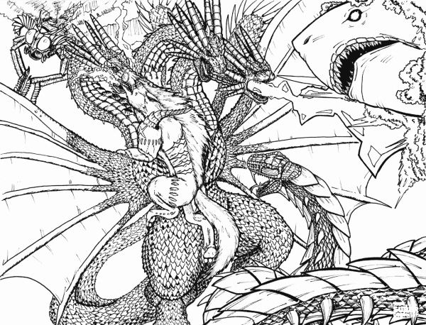 When Kaiju Worlds Collide 2 coloring page image