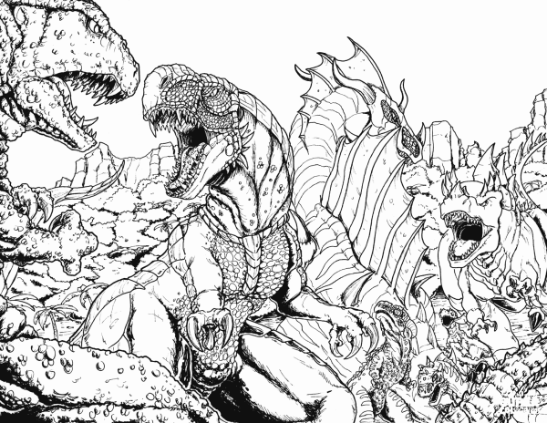When Kaiju Worlds Collide 3 coloring page image