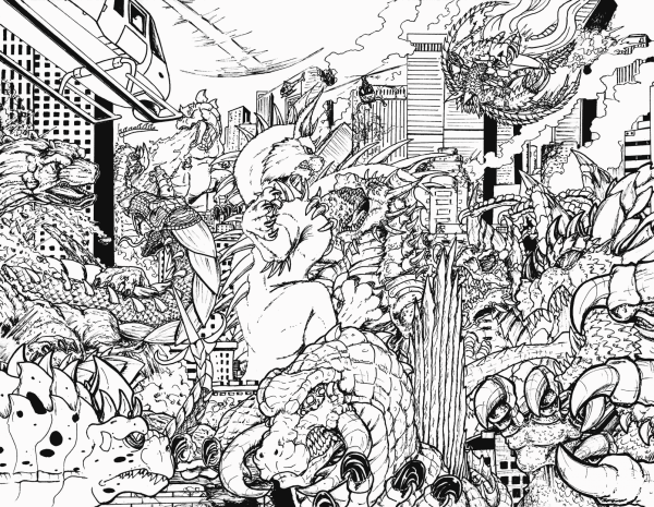 When Kaiju Worlds Collide 4 coloring page image