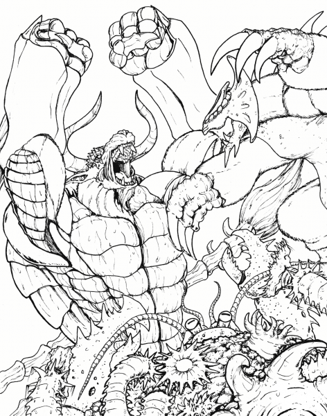 When Kaiju Worlds Collide 6 coloring page image