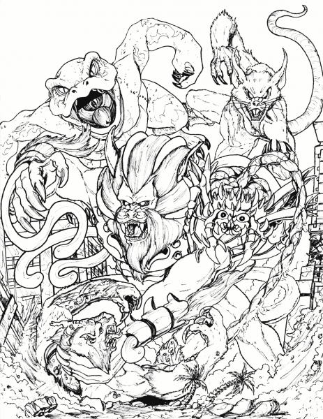 When Kaiju Worlds Collide 7 coloring page image