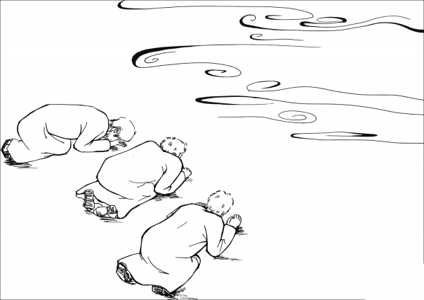 When the Disciples Heard the Voice They Fell Facedown to the Ground Terrified coloring page image