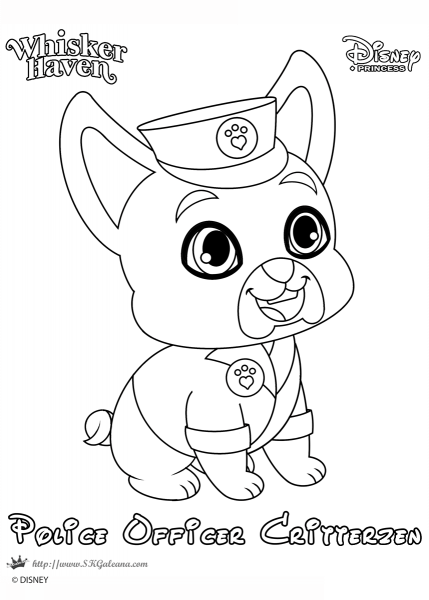 Whisker Haven Police Officer Critterzen coloring page image