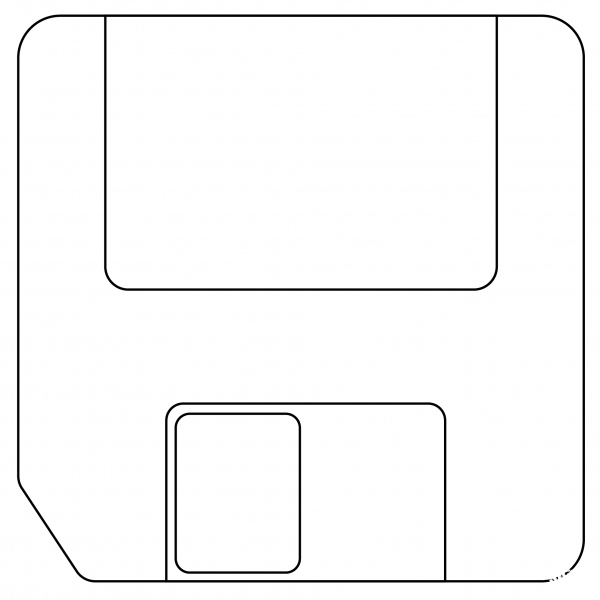 White Hard Shell Floppy Emoji coloring page image