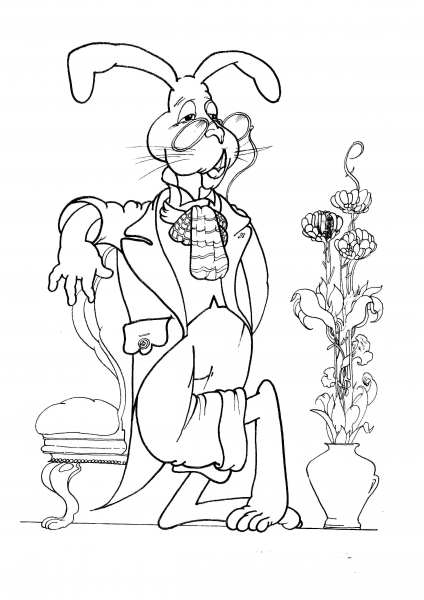 White Rabbit  coloring page image