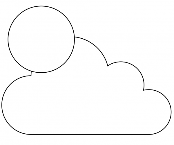 White Sun Small Cloud Emoji coloring page image