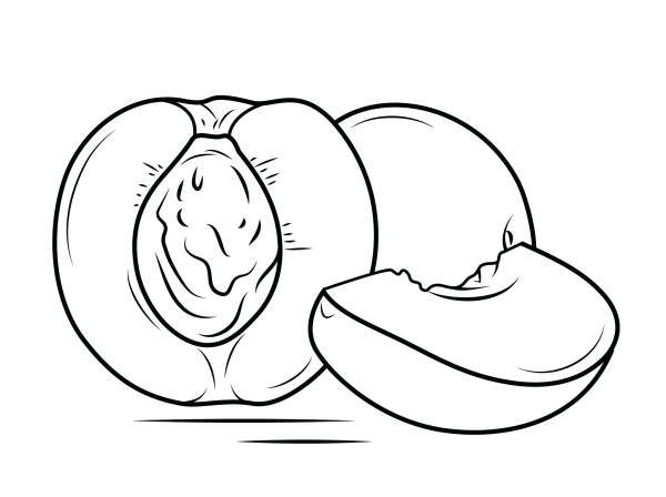 Whole and Sliced Nectarine  coloring page image