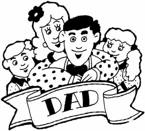 Whole Family Celebrates Fatherâs Day coloring page image