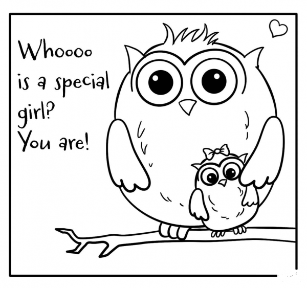 Whooo is a Cpecial Girl – Encouraging Halloween Note coloring page image