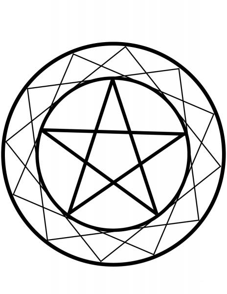 Wiccan Pentacle coloring page image