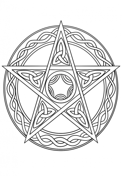 Wiccan Pentagram coloring page image