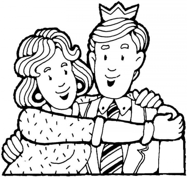 Wife Hugs Her Husband  coloring page image