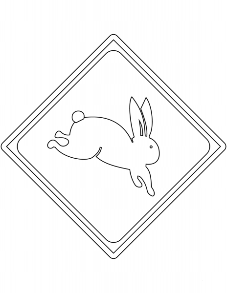 “Wild Animals Crossing (Hare)” Sign in Japan coloring page image