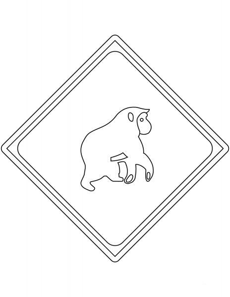 “Wild Animals Crossing (Monkey)” Sign in Japan coloring page image