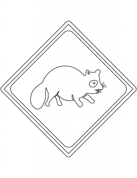 “Wild Animals Crossing (Raccoon dog)” Sign in Japan coloring page image