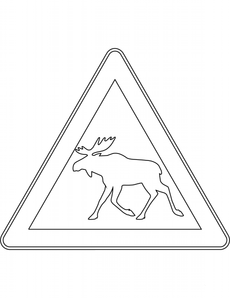“Wild Animals (Moose)” Sign in Finland coloring page image