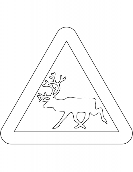 “Wild Animals (Reindeer)” Sign in Sweden coloring page image