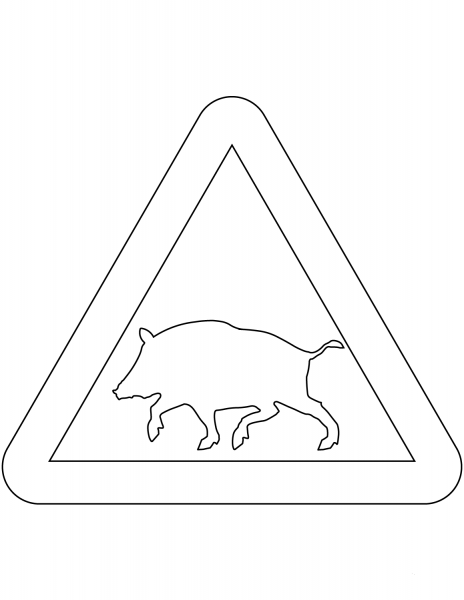 “Wild Animals (Wild Boars)” Sign in Sweden coloring page image