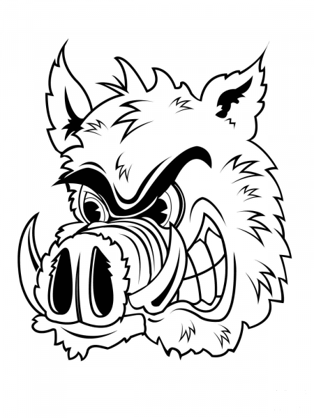 Wild Boar Head coloring page image