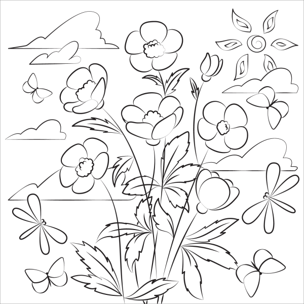 Wildflower coloring page image