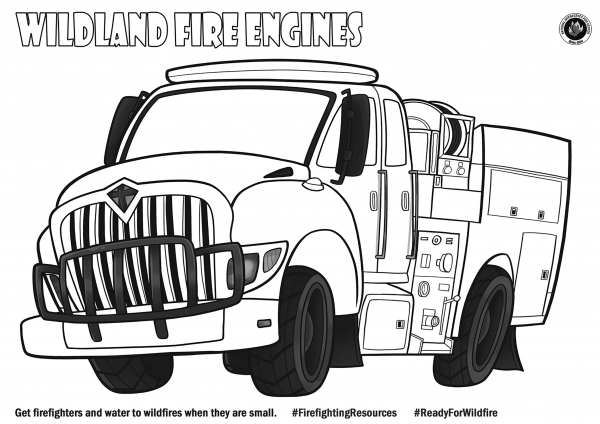 Wildland Fire Enigine coloring page image