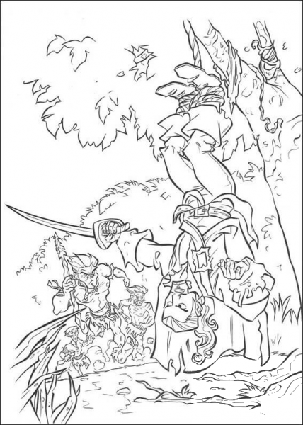 Will Turner Trapped on Tree  coloring page image