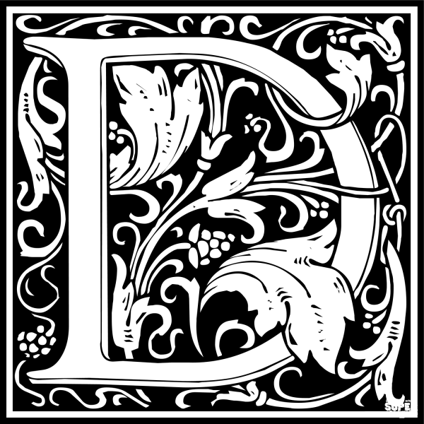 William Morris Letter D coloring page image