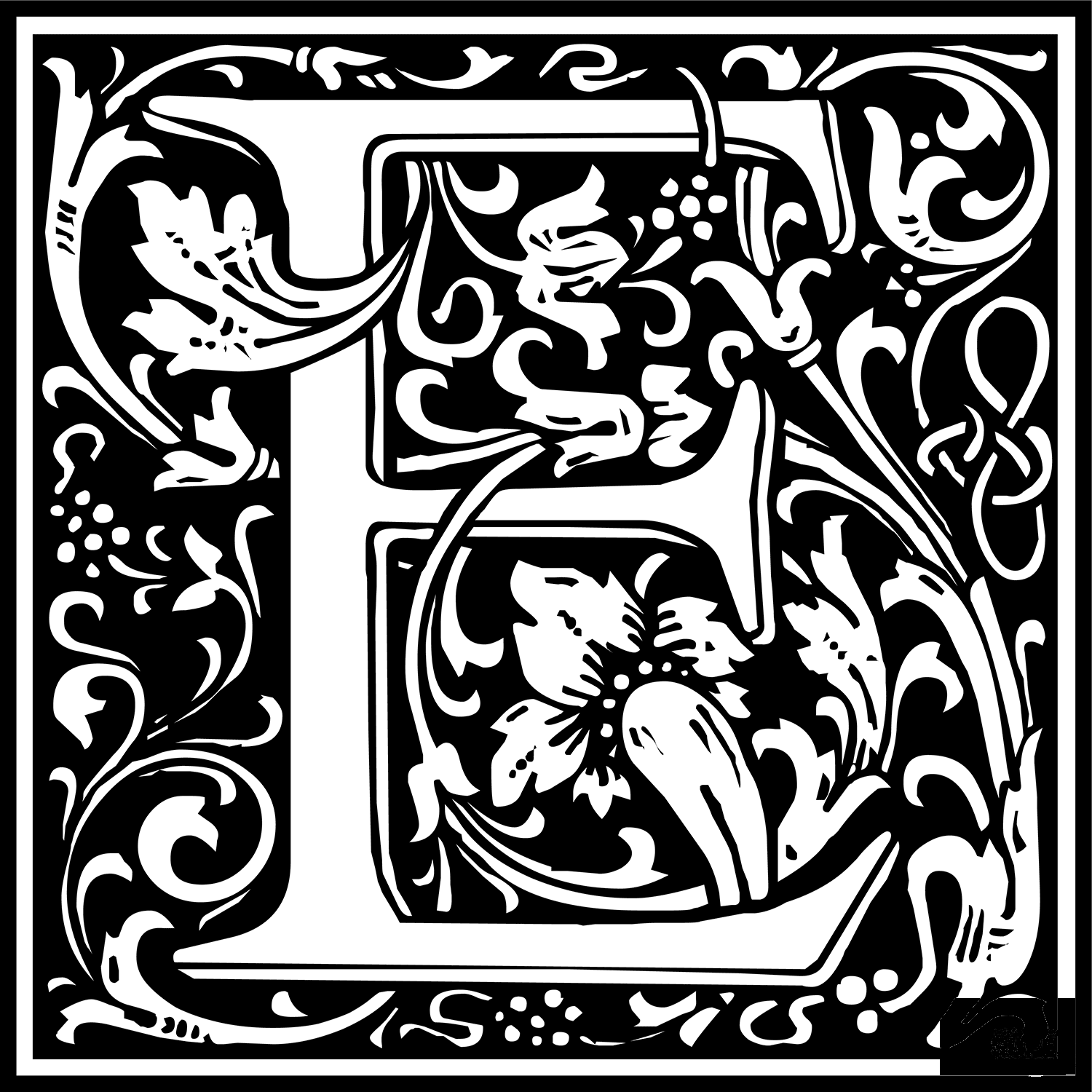 William Morris Letter E coloring page - ColouringPages