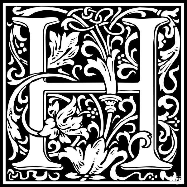 William Morris Letter H coloring page image