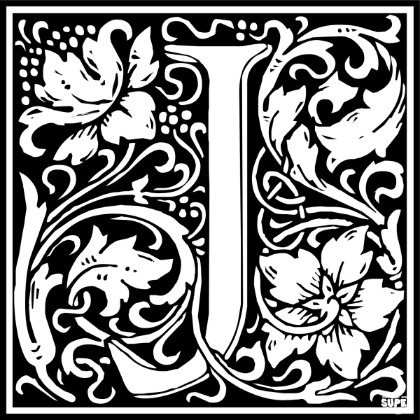 William Morris Letter J coloring page image