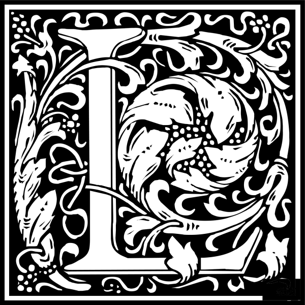 William Morris Letter L coloring page image