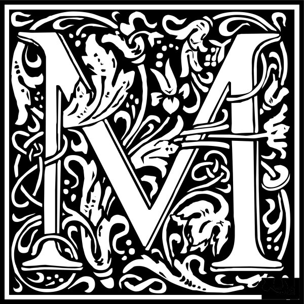 William Morris Letter M coloring page image