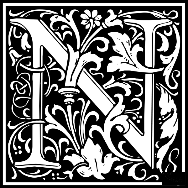 William Morris Letter N coloring page image