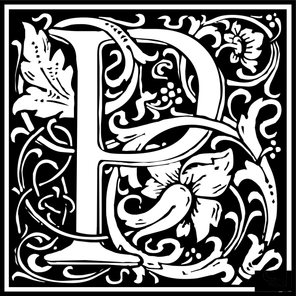 William Morris Letter P coloring page image
