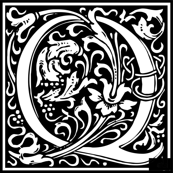 William Morris Letter Q coloring page image