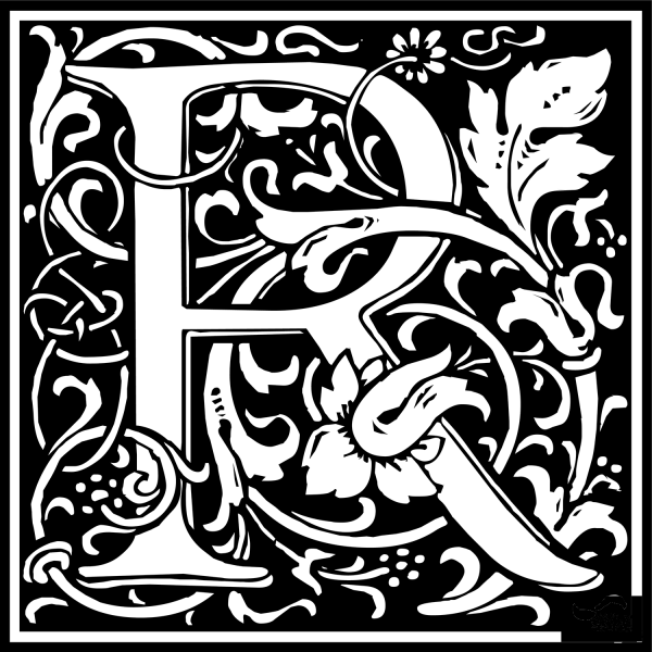 William Morris Letter R coloring page image