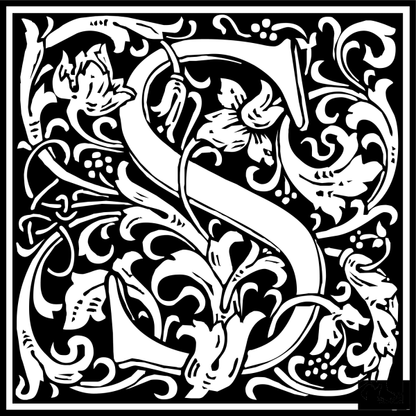 William Morris Letter S coloring page image