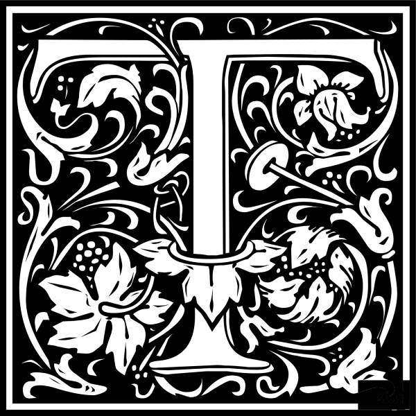 William Morris Letter T coloring page image
