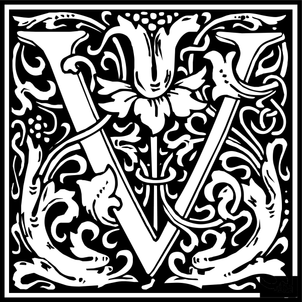 William Morris Letter V coloring page image