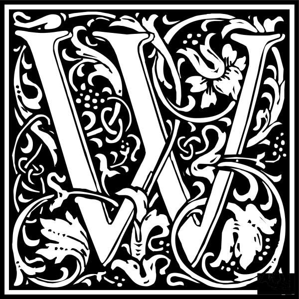 William Morris Letter W coloring page image