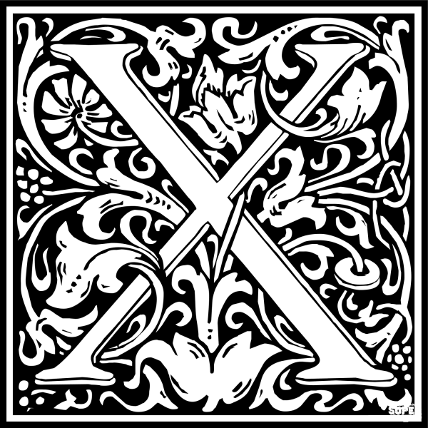 William Morris Letter X coloring page image