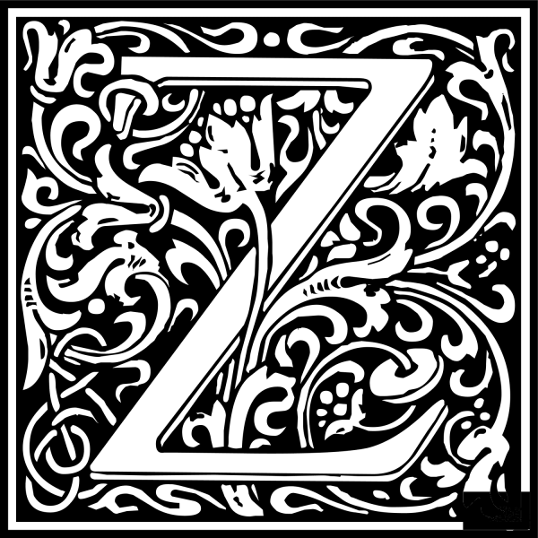William Morris Letter Z coloring page image