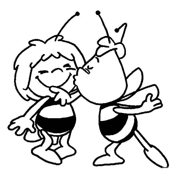 Willy And Maya Are The Best Friends  coloring page image