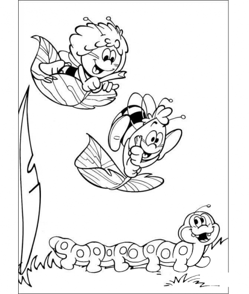 Willy And Maya With Her Friend  coloring page image