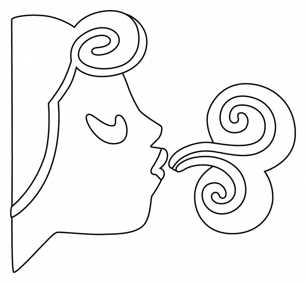 Wind Face Emoji coloring page image