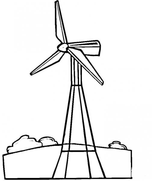 Wind Turbine  coloring page image